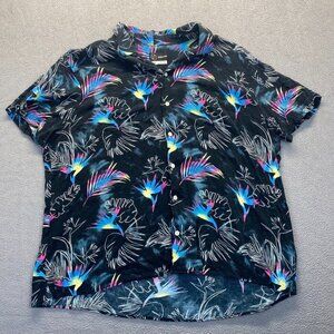 Original Use Button Down Camp Short Sleeve Black Floral Men's Size XX Large